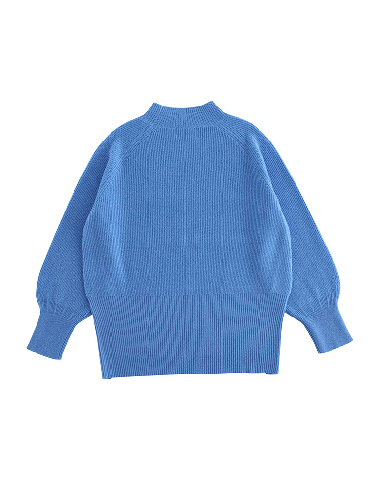 Aleger | Cashmere Blend Bobble Knit Lantern Sleeve Boxy Sweater