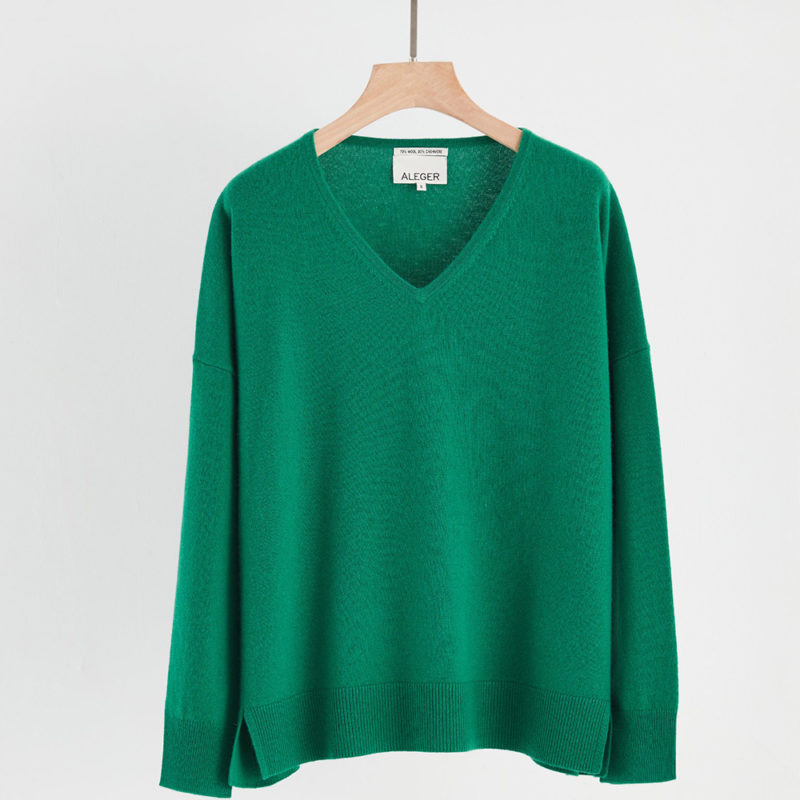 Aleger | Cashmere Blend V-Neck Oversize Sweater