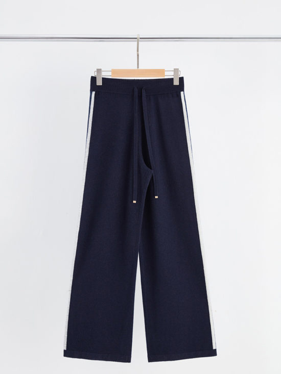 Aleger | Cashmere Blend Wide Leg Sidestripe Trackpant