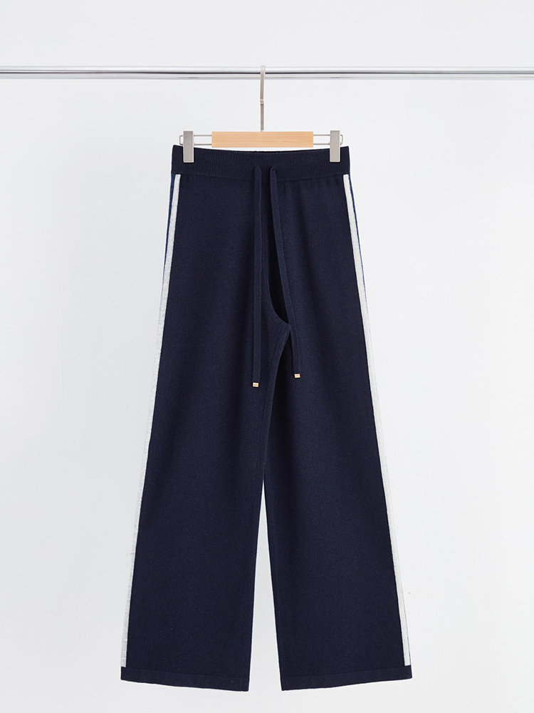 Aleger | Cashmere Blend Wide Leg Sidestripe Trackpant - Thyme Clothing