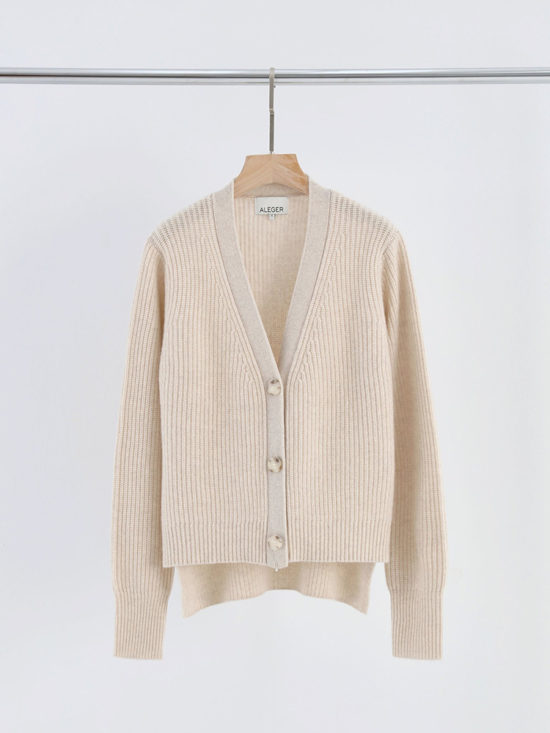 Aleger | Cashmere Blend Chunky Rib Button Cardigan