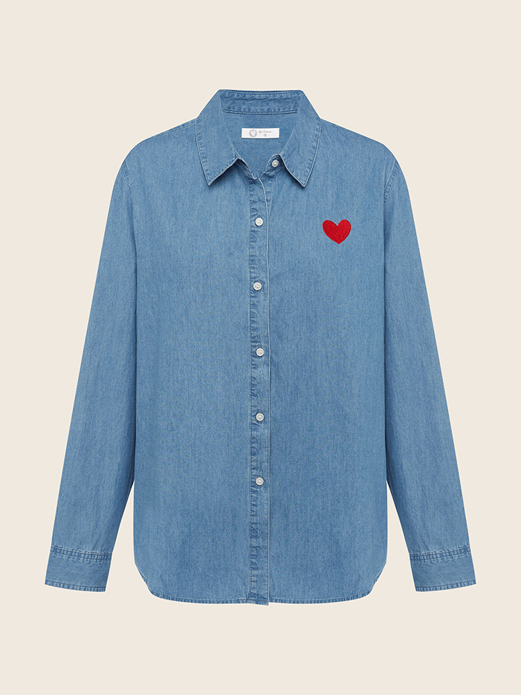 Jac Cadeaux | Denim Shirt With Heart Motif