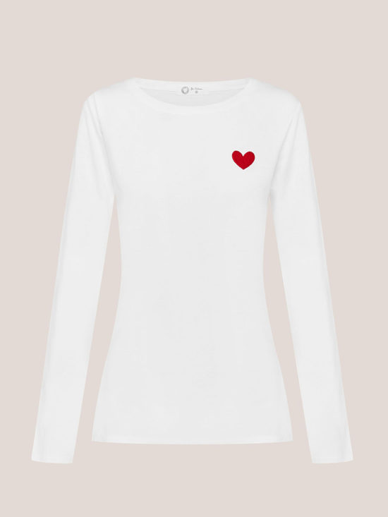 Jac Cadeaux | White Long Sleeve Top With Heart Motif