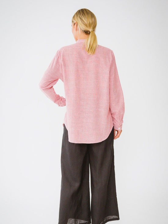 Alessandra | TUXEDO SHIRT IN RED/WHITE STRIPE
