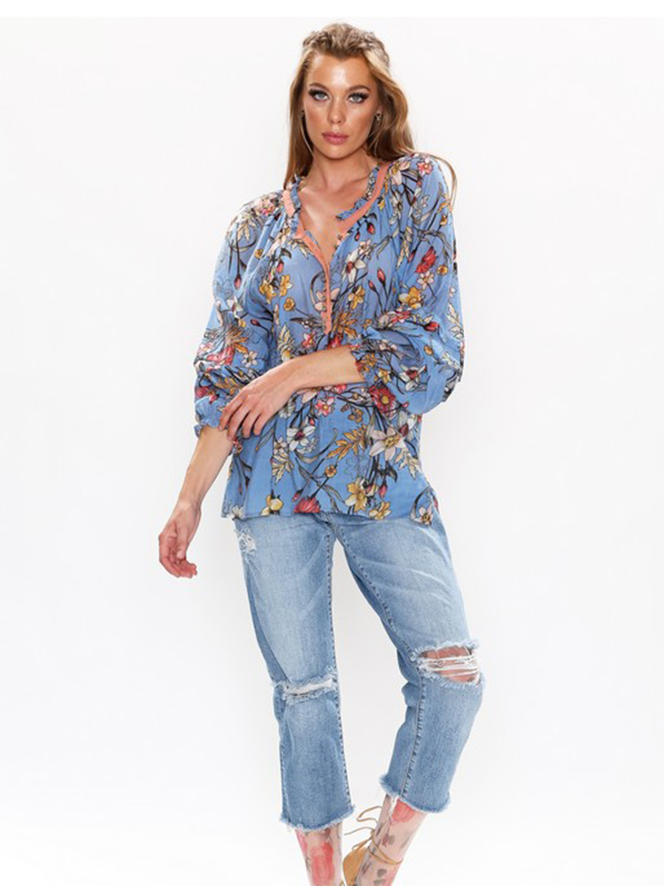 Aratta | Everything I Wanted Blouse Blue Floral