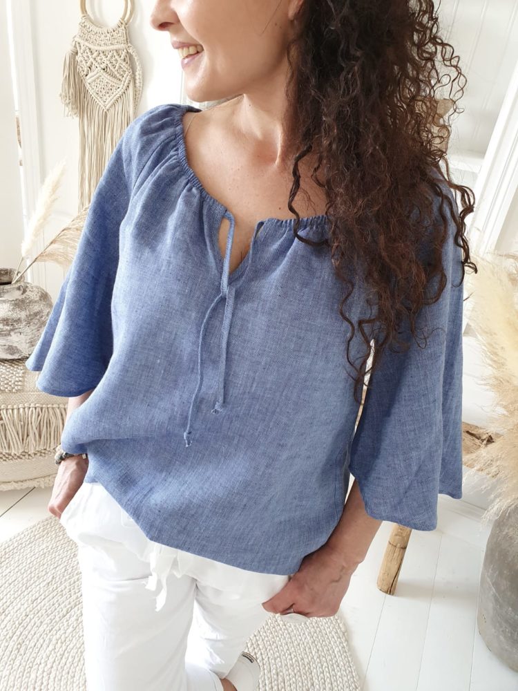 BOHEMIANA by Bypias | Love At First Sight Top in Blue Denim