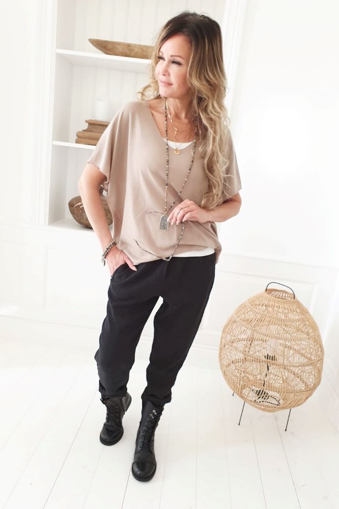 BOHEMIANA by Bypias | Lizzy Merino Wool Knit Top in Taupe