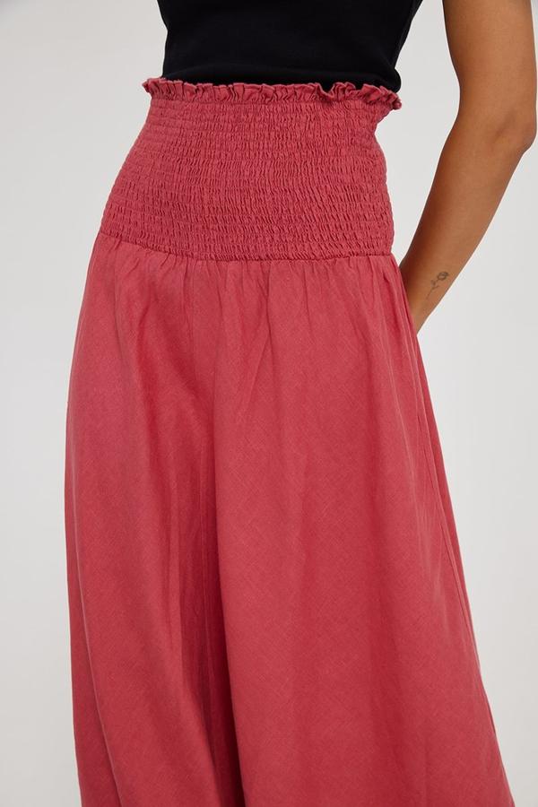 Kinney | Emery Shirred Skirt in Cherry