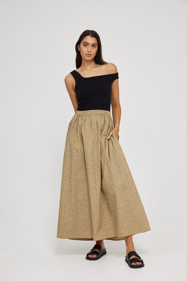 Kinney | Orla Printed Skirt in Caramel Ditsy