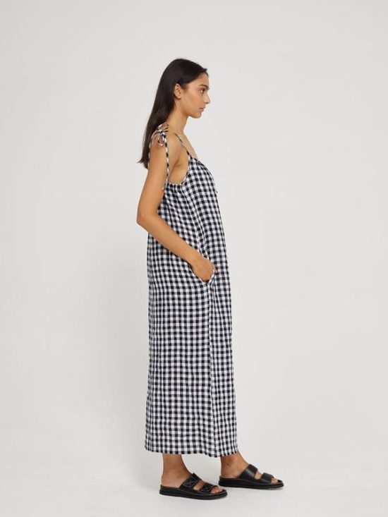 Kinney | Hazel Gingham Dress in B&W Gingham