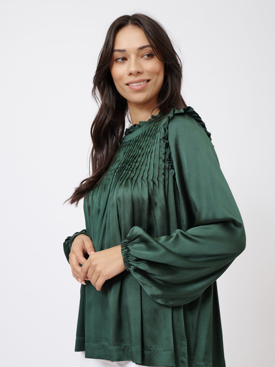 ALESSANDRA | LONG SLEEVE CHIQUITA TOP IN FOREST SILK