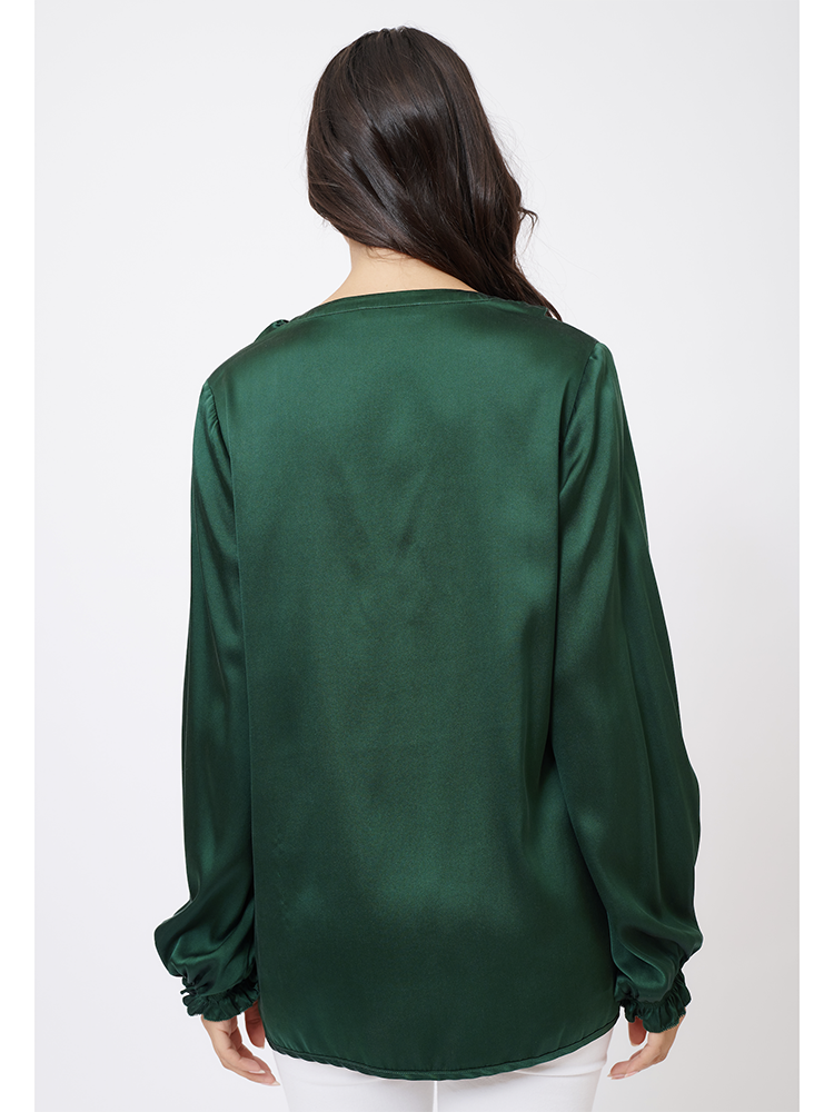 ALESSANDRA | Kiera Silk Shirt in Forest