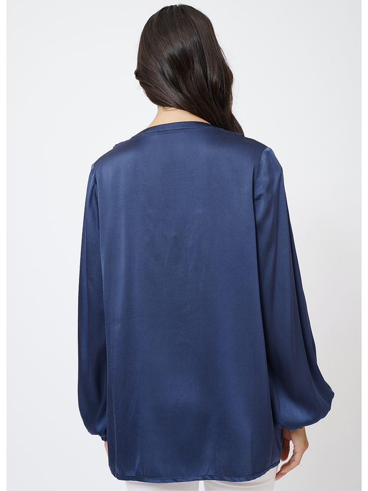 Kiera Silk Shirt in Midnight