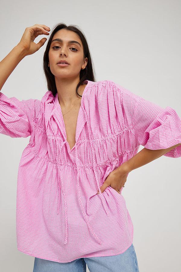 Kinney | Parker Top in Pink Gingham