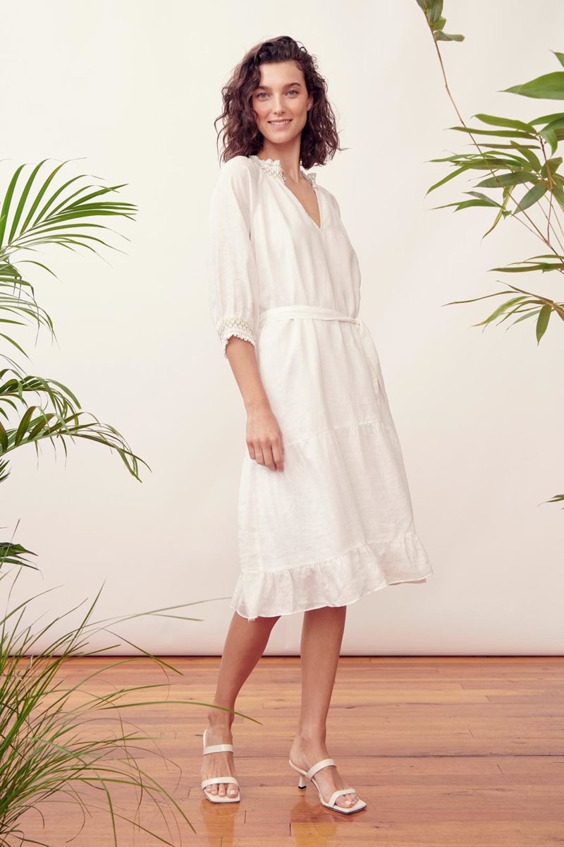 The Dreamer Label | Kirby Linen Dress in White