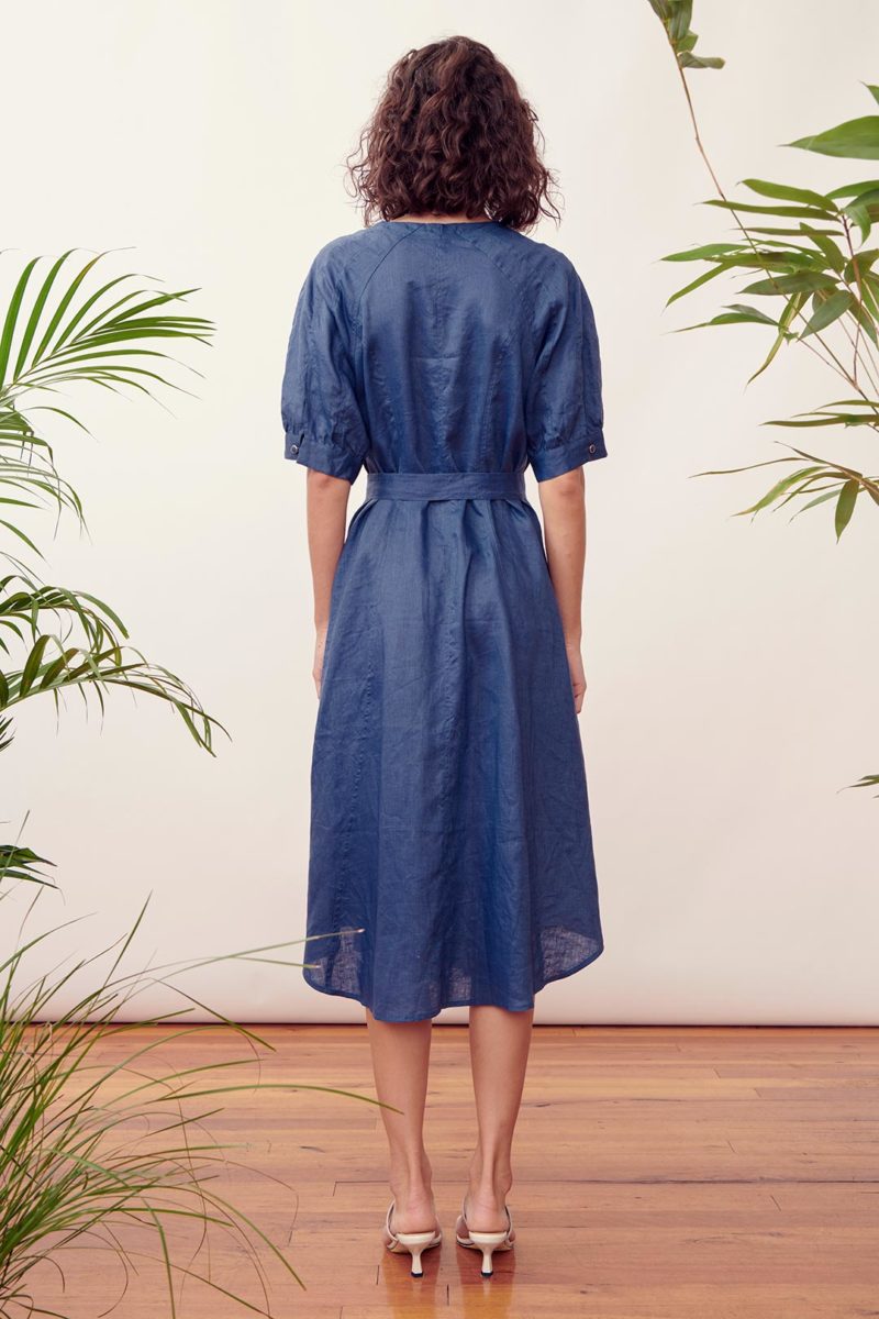 The Dreamer Label | Mida Linen Dress in Blue