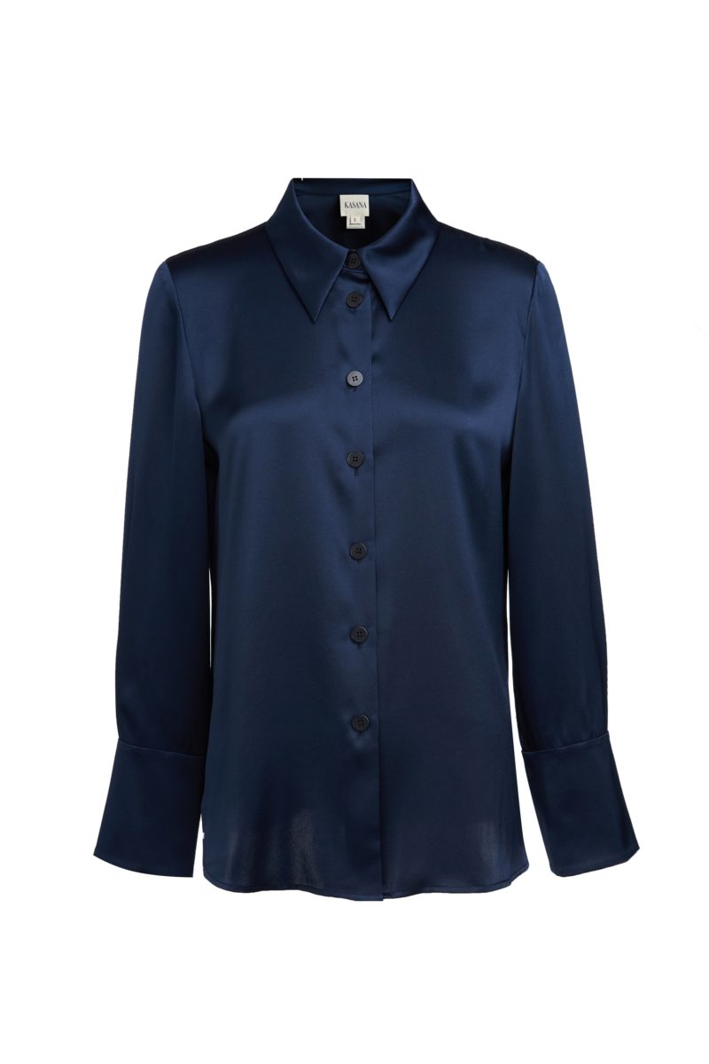 Kasana | Silk Shirt in Dark Navy