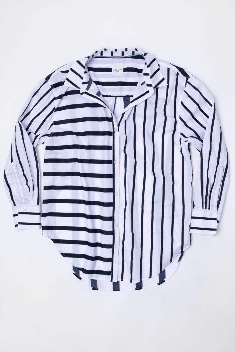 HUT | Maxi Shirt in Mixed Navy Stripes