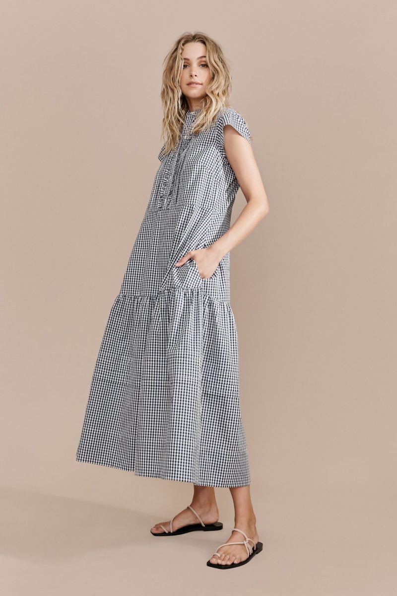 Layer'd | Check Seikha Dress | Navy Gingham