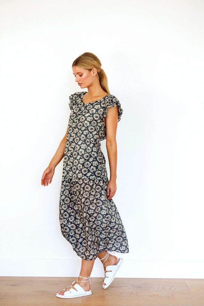 Caravan & Co | Paige Silk Cotton Dress in Midnight Tall Poppies