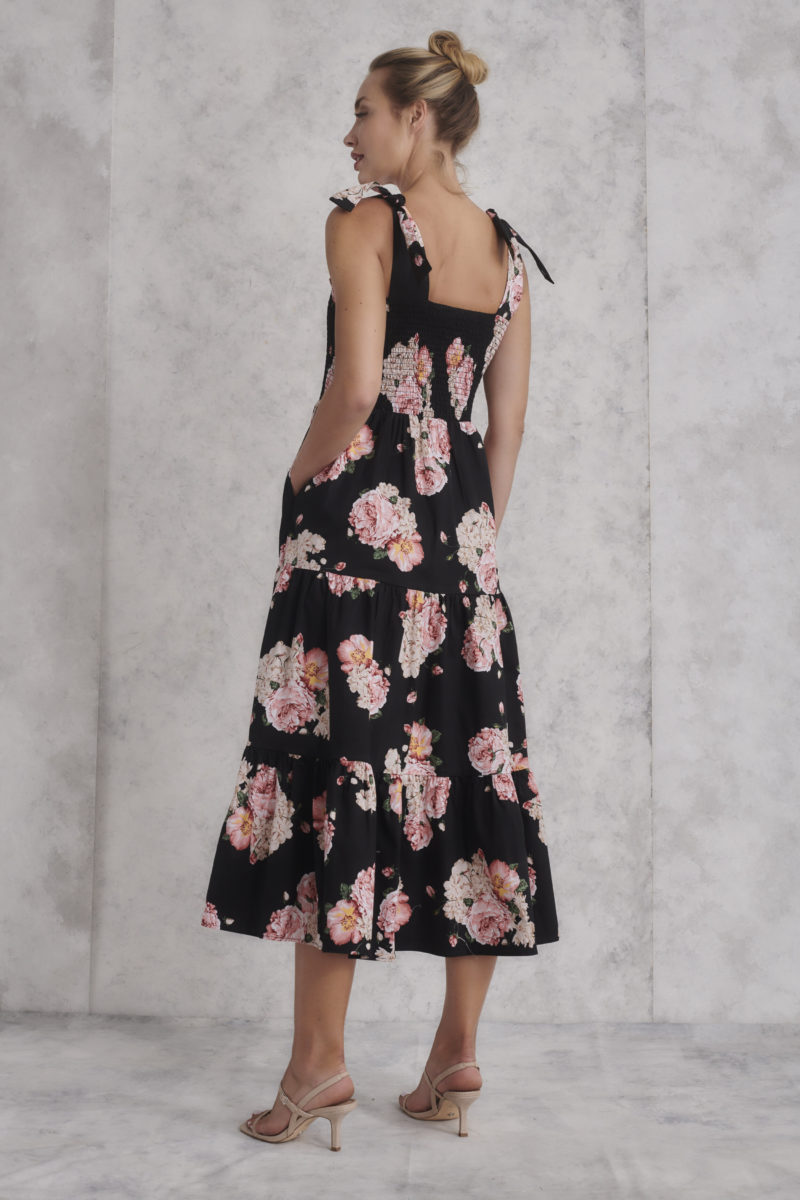 Kamare | Linda Dress in Black Rose Print