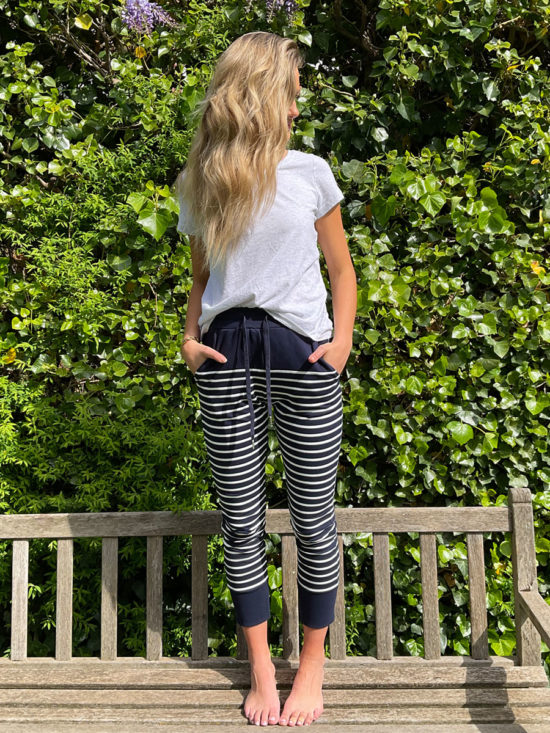 Sophie Moran | Nautical Story Stripe Trackpants in Navy & White
