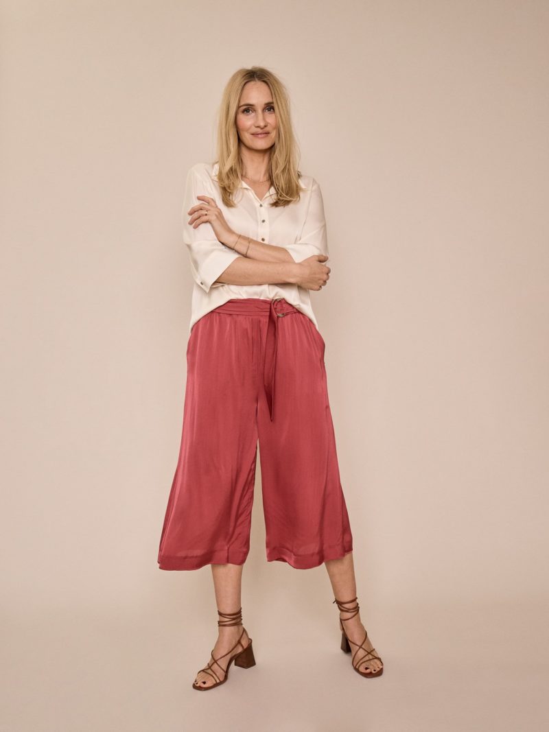 Mos Mosh | Pam Shine Long Shorts in Earth Red