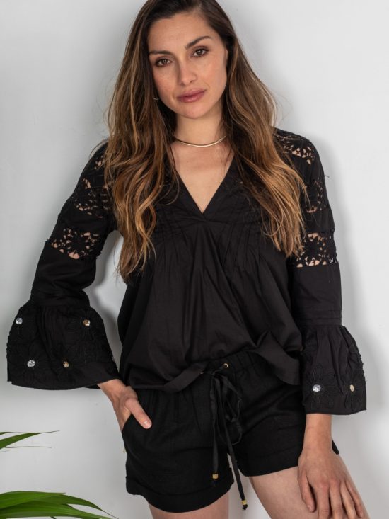 Joey the Label | Flower Power Blouse in Black