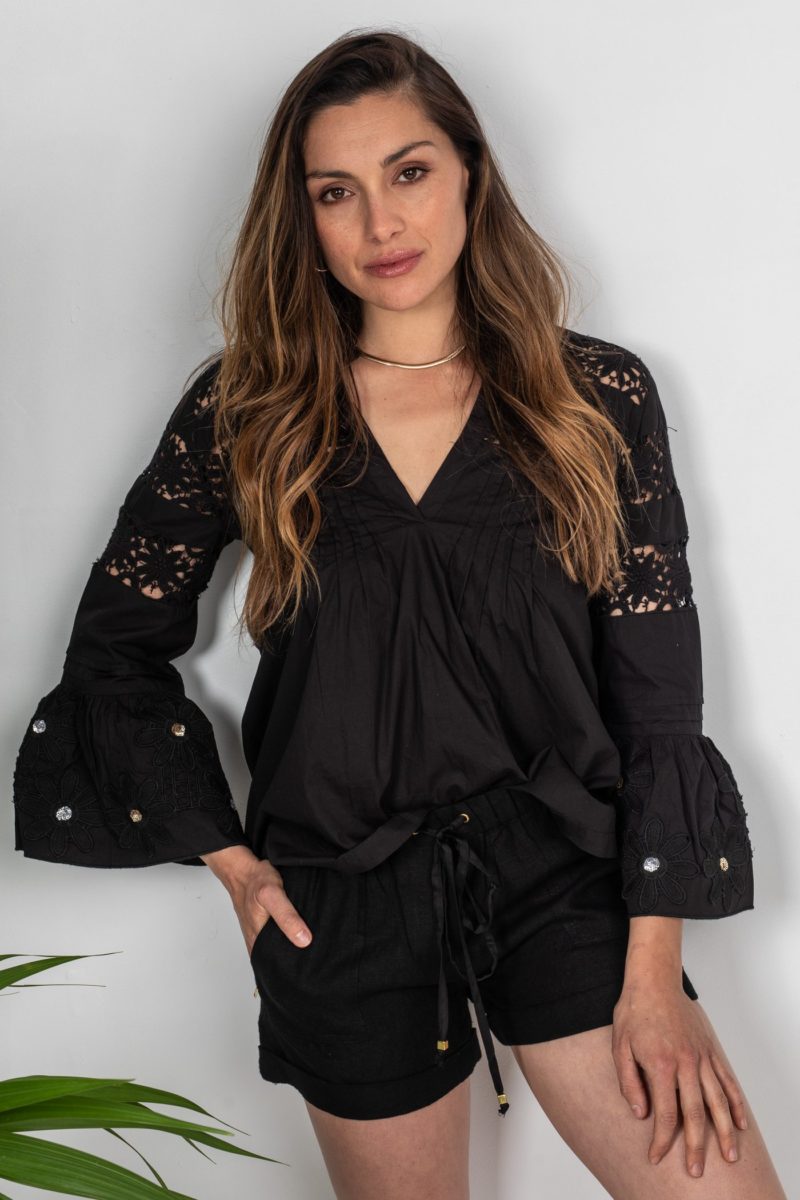 Joey the Label | Flower Power Blouse in Black