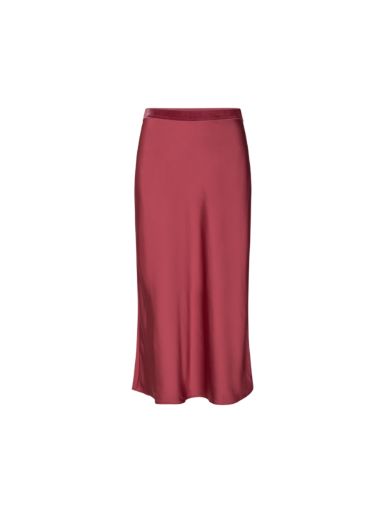 Mos Mosh | Bias Satin Skirt in Earth Red