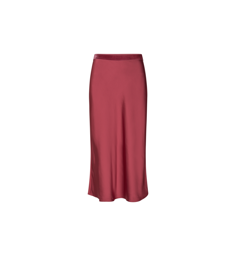 Mos Mosh | Bias Satin Skirt in Earth Red