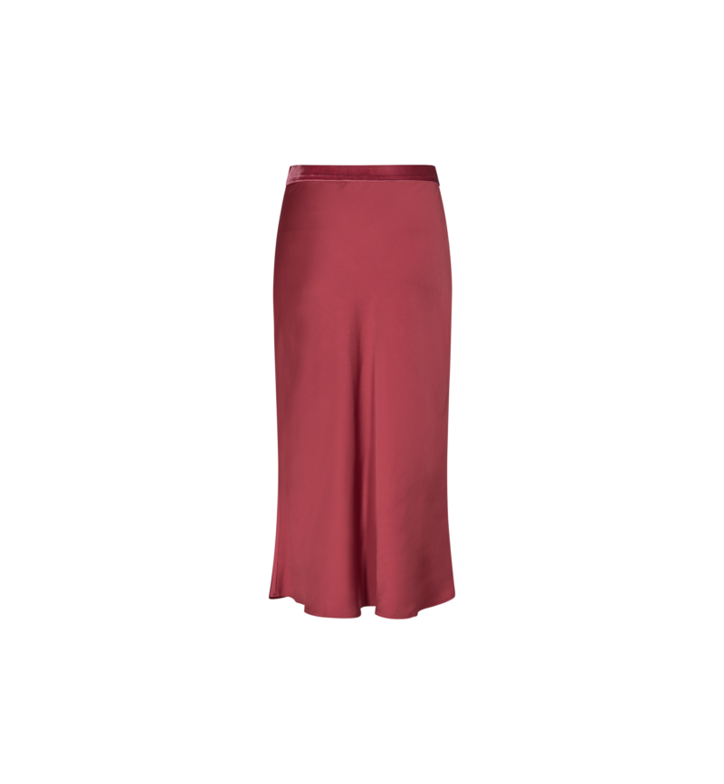 Mos Mosh | Bias Satin Skirt in Earth Red