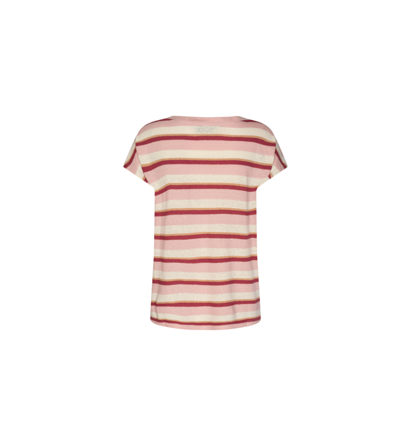 Mos Mosh | Scarlett O-Neck Stripe T-Shirt in Peachskin