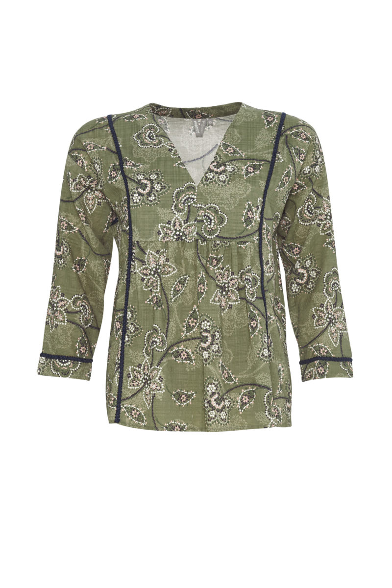 Madly Sweetly | Settle Petal Top in Olive Multi
