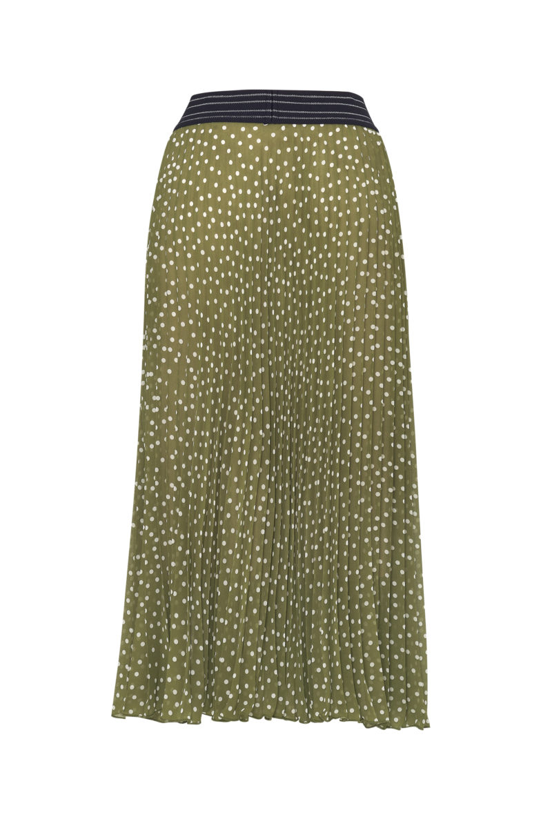 Madly Sweetly | Stop the Dot Skirt in Olive/White Spot