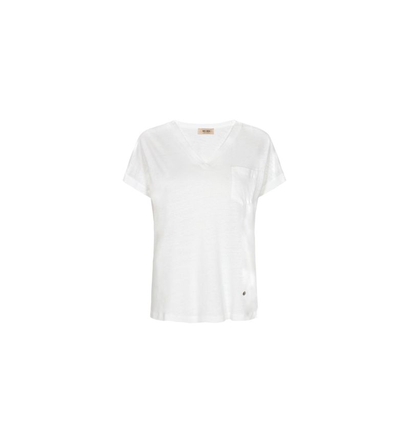 Mos Mosh | Maya V-neck Tee in White