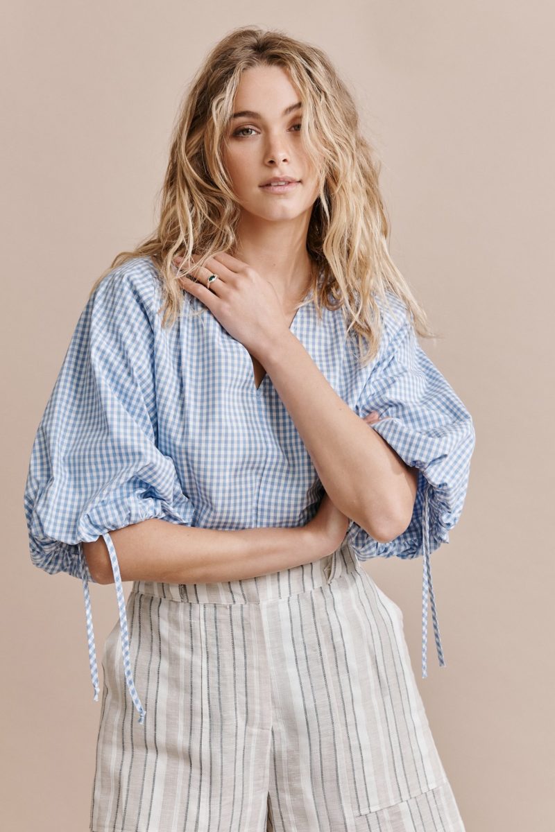 Layer'd | Check Tre Top in Light Blue Gingham