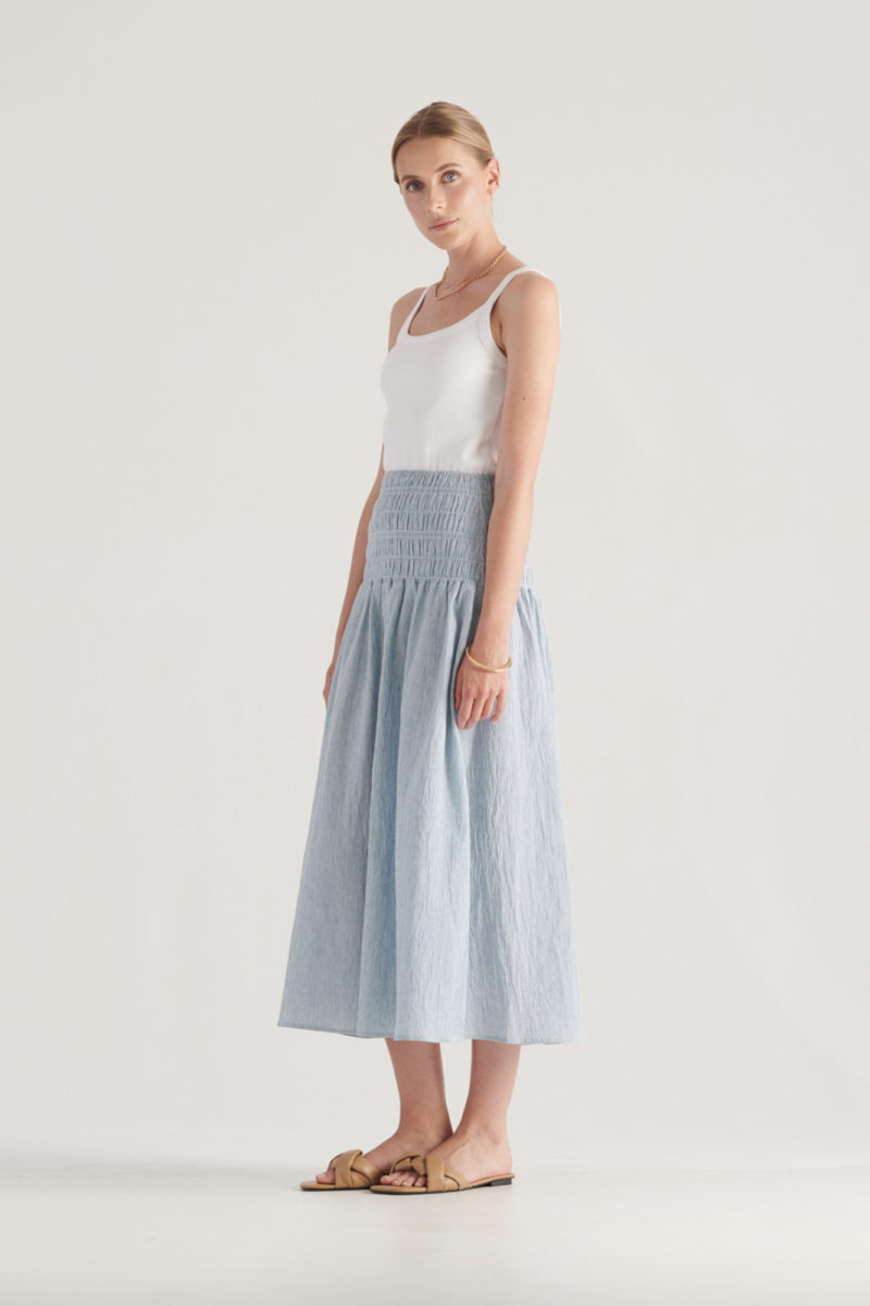Elka Collective | Bowen Skirt in Blue/White Stripe
