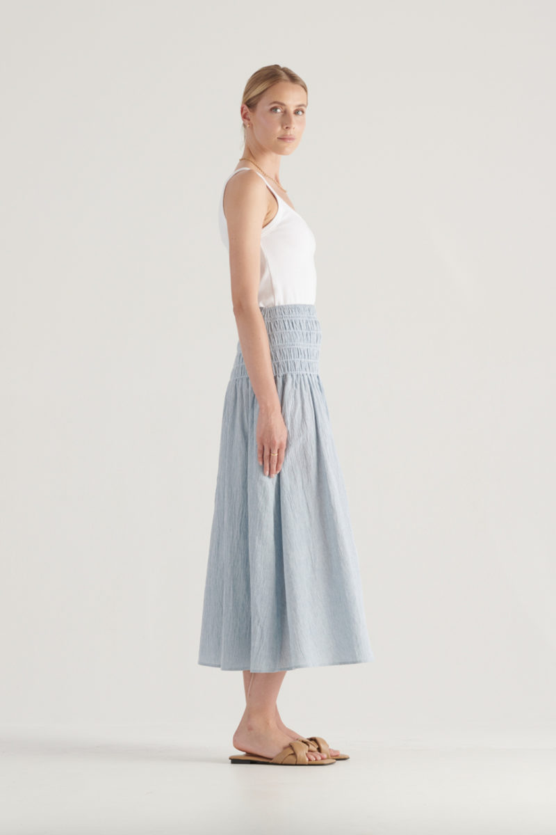Elka Collective | Bowen Skirt in Blue/White Stripe