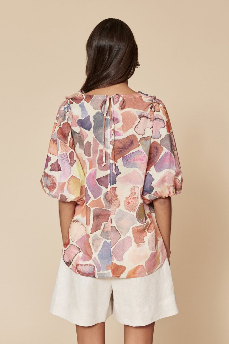 Layer'd | Printed Cotton Iver Top in Anda Print