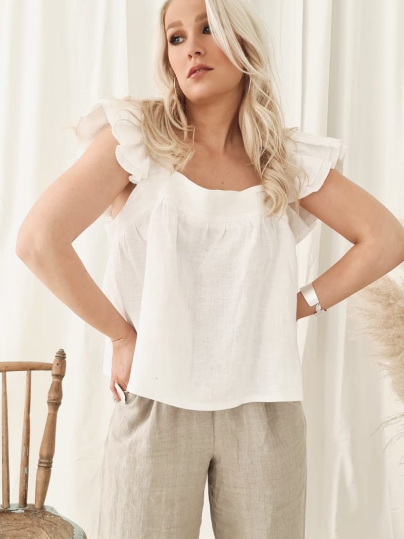 Bypias | Jules Linen Top in White