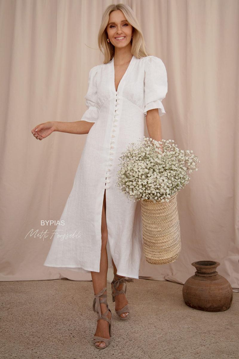 Bypias | Madison Linen Dress in White