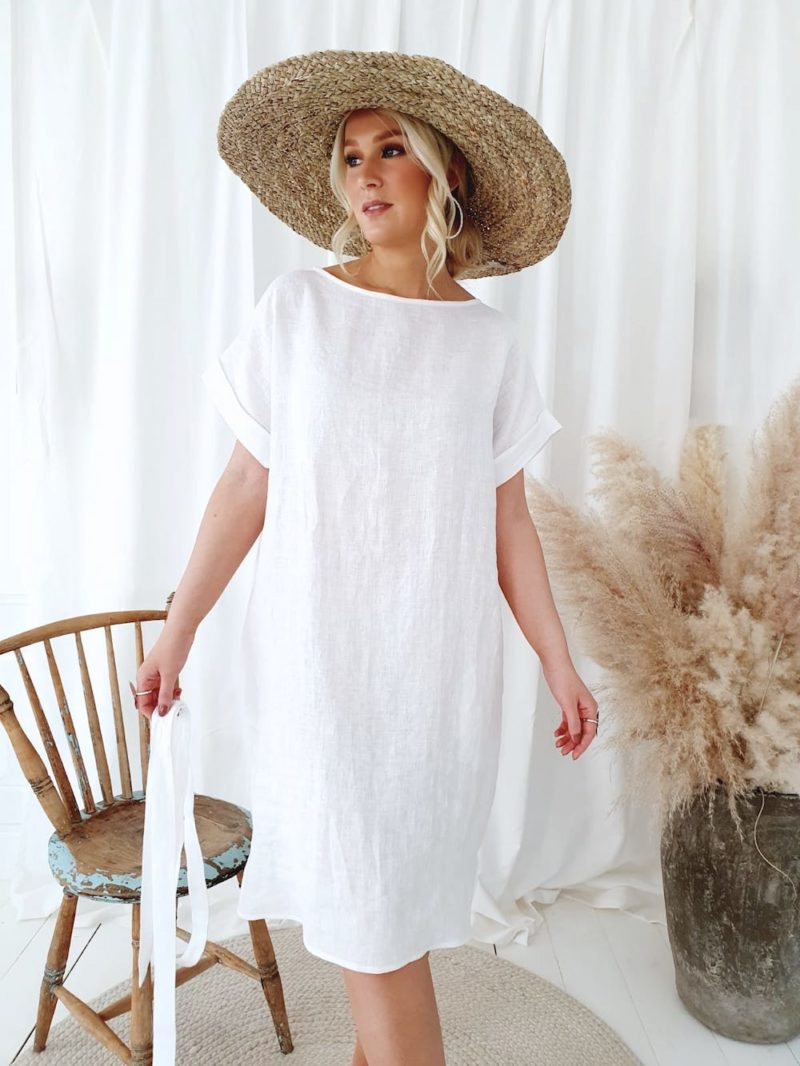 Bypias | Simply Linen Dress in White
