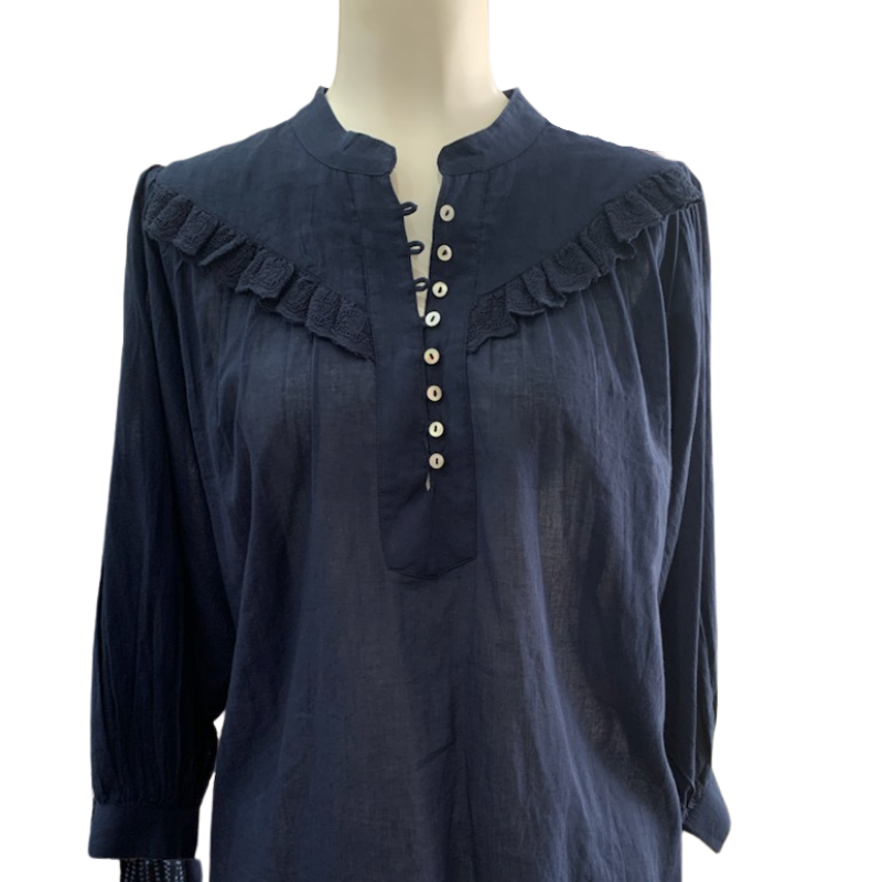 Marie Louise De Monterey Lou Lou Blouse Navy - Thyme Clothing