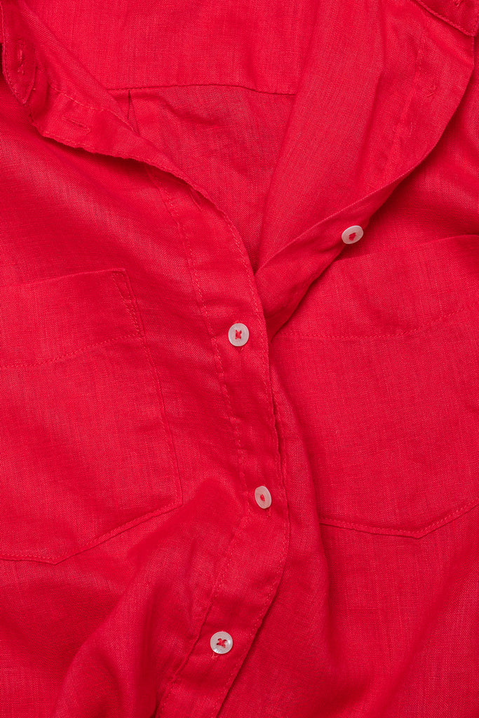 Red Linen Boyfriend Shirt