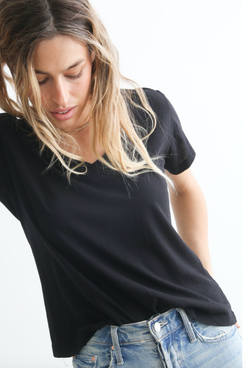 Perfect White Tee Hendrix Basic V Neck True Black