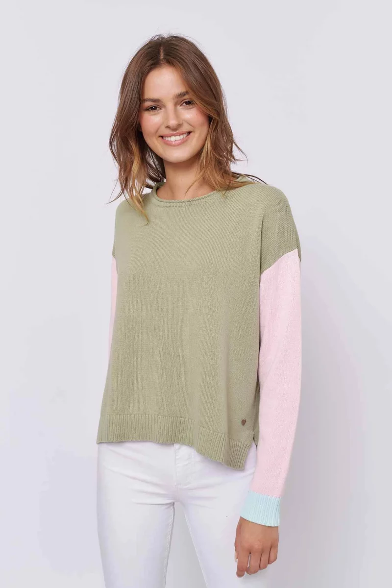 alessandra cashmere sweater lolly jar cotton sweater in sage 30543210872886
