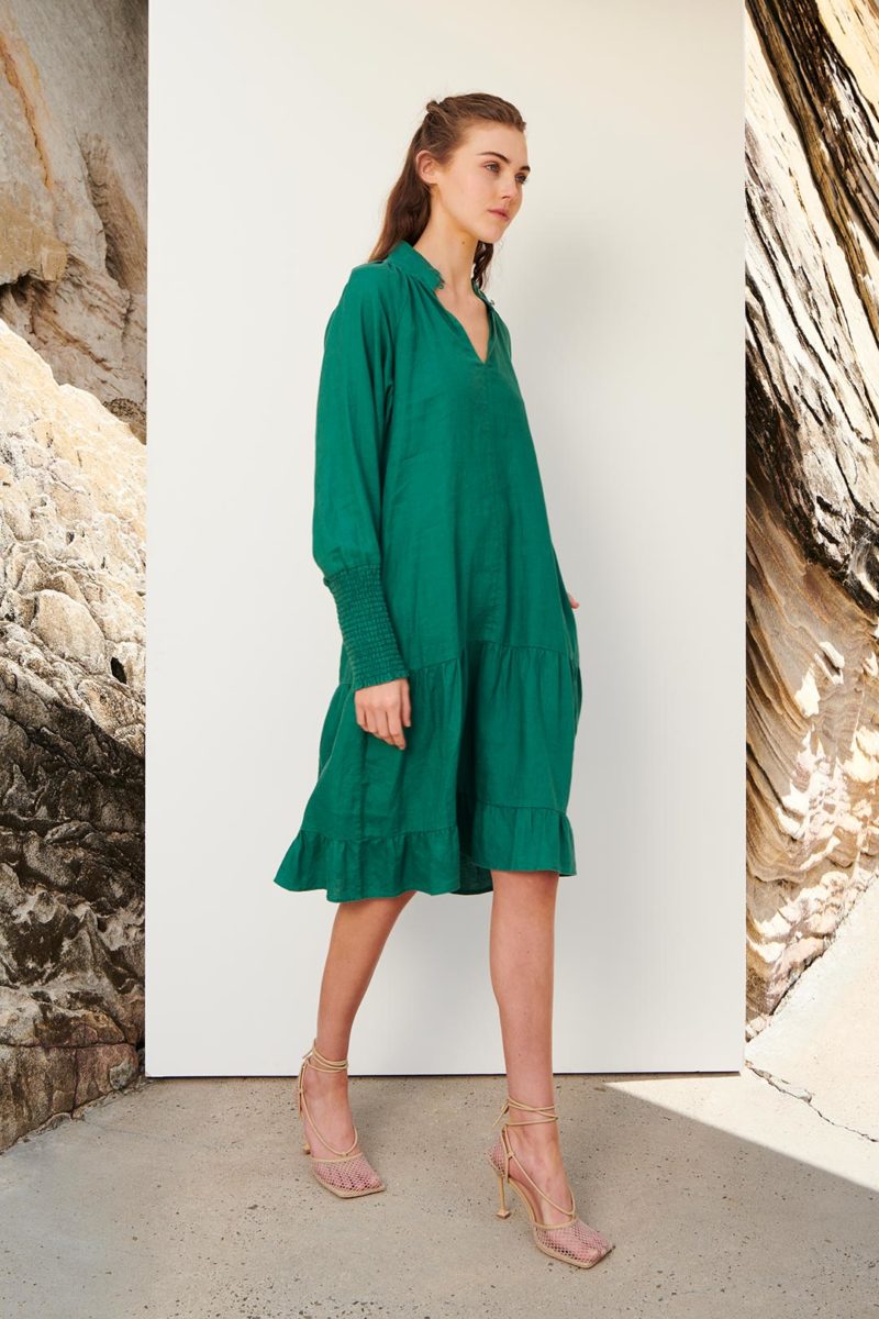 SATU LINEN DRESS GRN 2