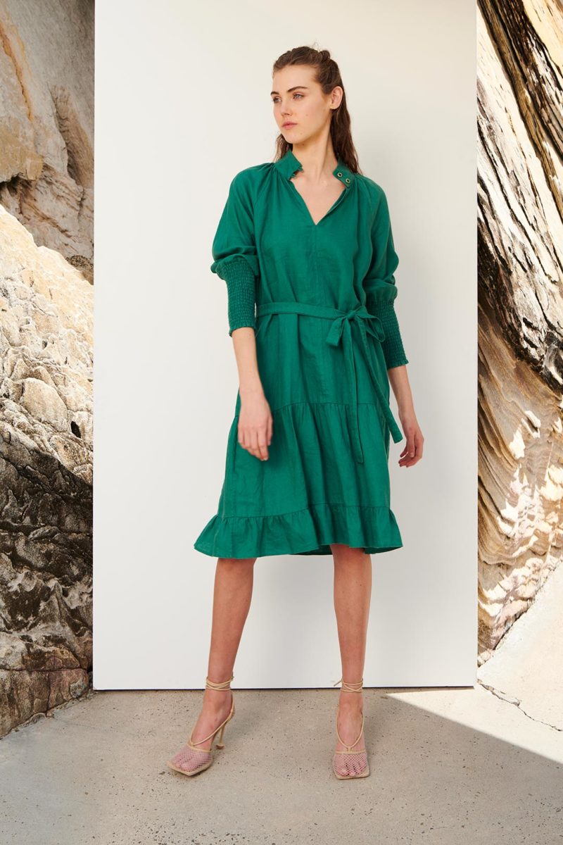 SATU LINEN DRESS GRN 3