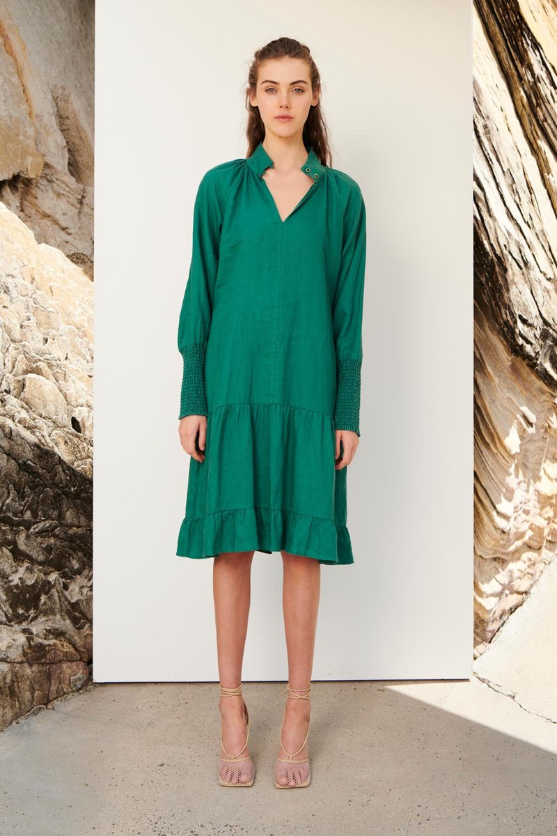 SATU LINEN DRESS GRN1